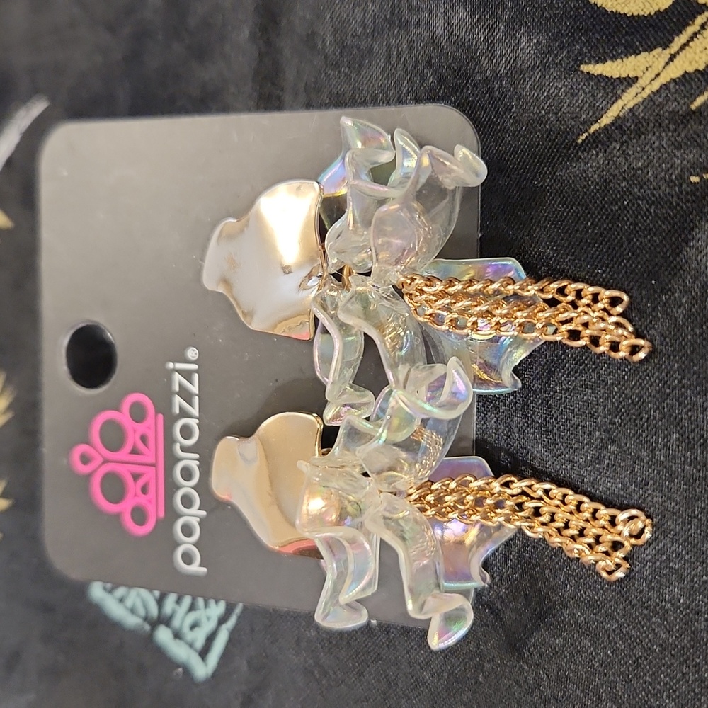 Paparazzi gold & Irridescent Petals Earrings